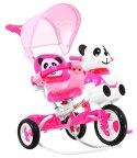 3-kołowy Rowerek dla dzieci Panda Różowy + Dźwięki + Daszek + Barierka + Podnóżek + Rączka + Schowek