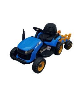 LEAN CARS Traktor Pojazd na akumulator z Przyczepą Niebieski