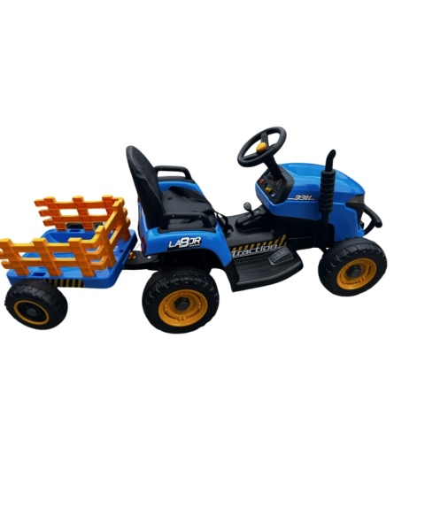 LEAN CARS Traktor Pojazd na akumulator z Przyczepą Niebieski