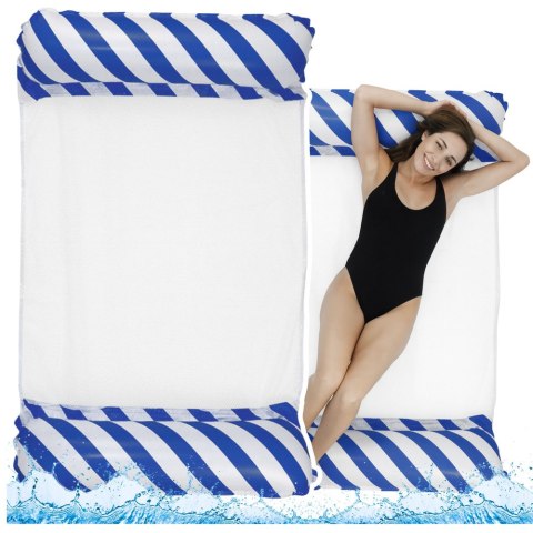 LEAN Dmuchany Hamak Wodny Materac Leżak Biało-Granatowy 120x70cm LEAN Dmuchany Hamak Wodny Materac Leżak Biało-Granatowy 120x70cm