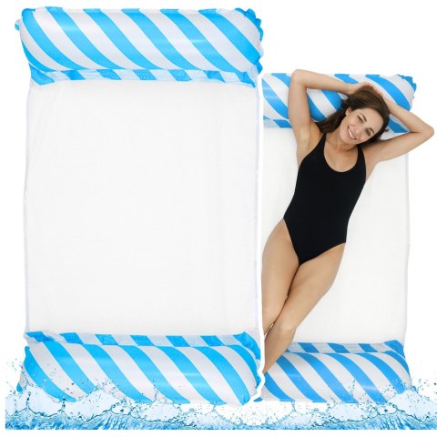 LEAN Dmuchany Hamak Wodny Materac Leżak Biało-Niebieski 120x70cm LEAN Dmuchany Hamak Wodny Materac Leżak Biało-Niebieski 120x70cm