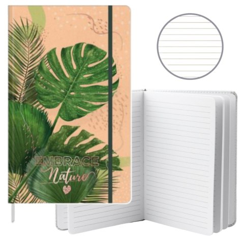 LEAN Notatnik Zeszyt Planner W Linie Liście Monstera Gumka A5 80 Kartek