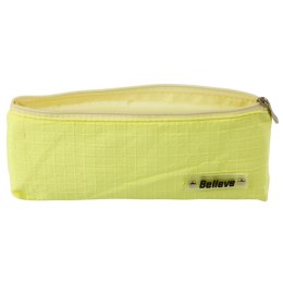 LEAN Piórnik Szkolny Biurowy Jednokomorowy Tłoczona Kratka Żółty 21x9,5cm