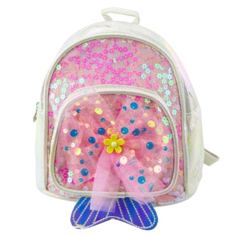 LEAN Plecak Dziecięcy Cekiny Tiulowa Kokarda Biały 20cm 3,8L LEAN Plecak Dziecięcy Cekiny Tiulowa Kokarda Biały 20cm 3,8L