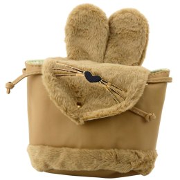LEAN Plecak Dziecięcy Pluszowy Uszy Regulowany Pasek Beżowy 22cm 4L