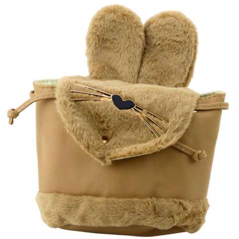 LEAN Plecak Dziecięcy Pluszowy Uszy Regulowany Pasek Beżowy 22cm 4L