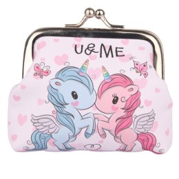 LEAN Portfelik Dziecięcy Dwa Jednorożce U&ME Metalowy Zatrzask 10x9cm