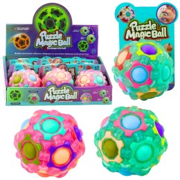LEAN TOYS Magiczna Piłka Łamigłówka Logiczna Fluorescencyjna Wypustki 7cm Mix