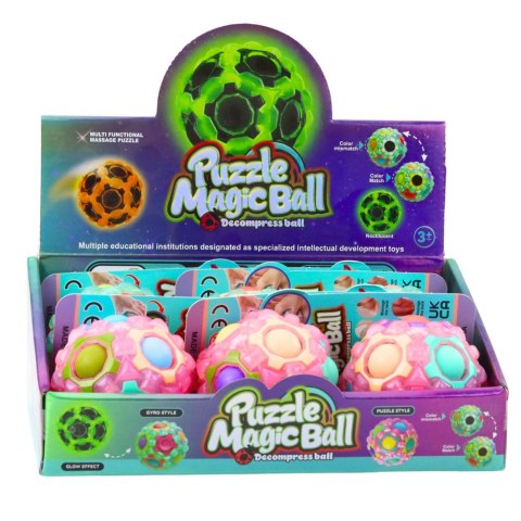 LEAN TOYS Magiczna Piłka Łamigłówka Logiczna Fluorescencyjna Wypustki 7cm Mix LEAN TOYS Magiczna Piłka Łamigłówka Logiczna Fluorescencyjna Wypustki 7cm Mix