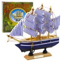 LEAN Toys Model Kolekcjonerski Dekoracyjny Statek Żaglowiec Biało-Niebieski 16x15cm