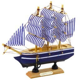 LEAN Toys Model Kolekcjonerski Dekoracyjny Statek Żaglowiec Biało-Niebieski 16x15cm
