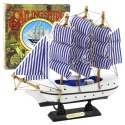 LEAN Toys Model Kolekcjonerski Dekoracyjny Statek Żaglowiec Biało-Niebieski 18x17cm