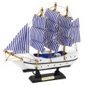 LEAN Toys Model Kolekcjonerski Dekoracyjny Statek Żaglowiec Biało-Niebieski 18x17cm
