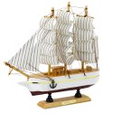 LEAN Toys Model Kolekcjonerski Dekoracyjny Statek Żaglowiec Trójmasztowy Biały 24x23cm