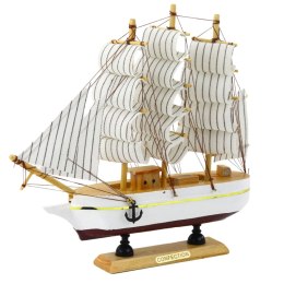 LEAN Toys Model Kolekcjonerski Dekoracyjny Statek Żaglowiec Trójmasztowy Biały 24x23cm