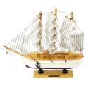 LEAN Toys Model Kolekcjonerski Dekoracyjny Statek Żaglowiec Trójmasztowy Biały 24x23cm