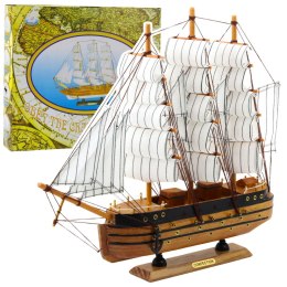 LEAN Toys Model Kolekcjonerski Dekoracyjny Statek Żaglowiec Trójmasztowy Biały 39x36cm