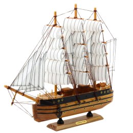 LEAN Toys Model Kolekcjonerski Dekoracyjny Statek Żaglowiec Trójmasztowy Biały 39x36cm