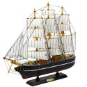 LEAN Toys Model Kolekcjonerski Dekoracyjny Statek Żaglowiec Trójmasztowy Czarny 39x36cm