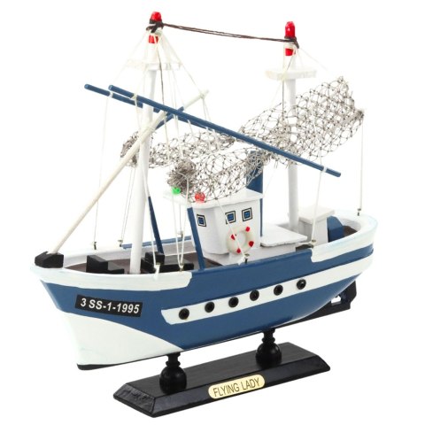 LEAN Toys Model Kolekcjonerski Statek Kuter Rybacki Flying Lady Niebieski 24x23cm LEAN Toys Model Kolekcjonerski Statek Kuter Rybacki Flying Lady Niebieski 24x23cm