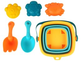 LEAN Toys Zestaw Zabawek Do Piasku Składane Wiaderko 5 Szt.