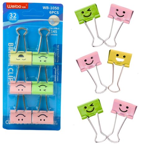 LEAN Zestaw Klipsów Spinaczy Biurowych Do Papieru Kolorowe Buźki 6szt 32mm LEAN Zestaw Klipsów Spinaczy Biurowych Do Papieru Kolorowe Buźki 6szt 32mm