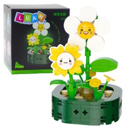 LEAN TOYS Mini Klocki Konstrukcyjne Kwiatki Z Buźkami Białe Żółte 142 el.