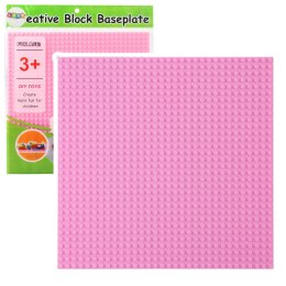 LEAN TOYS Płyta Plansza Konstrukcyjna Do Klocków Budowania Różowa 25,5x25,5 cm