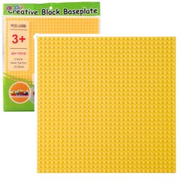 LEAN TOYS Płyta Plansza Konstrukcyjna Do Klocków Budowania Żółta 25,5x25,5 cm