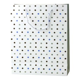 LEAN Torba Prezentowa Klasyczna W Kropki Zawieszka Just For You 32 x 26 x 10 cm