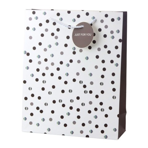 LEAN Torba Prezentowa Klasyczna W Kropki Zawieszka Just For You 32 x 26 x 10 cm LEAN Torba Prezentowa Klasyczna W Kropki Zawieszka Just For You 32 x 26 x 10 cm
