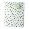 LEAN Torba Prezentowa Klasyczna W Kropki Zawieszka Just For You 32 x 26 x 10 cm