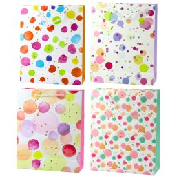 LEAN Torba Prezentowa Kropki Akwarelowe Pastelowe 32 × 26 × 10 cm