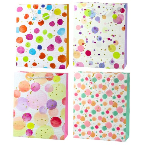 LEAN Torba Prezentowa Kropki Akwarelowe Pastelowe 32 × 26 × 10 cm