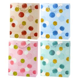 LEAN Torba Prezentowa Wzór Złote Kropki Pastelowa 32 × 26 × 10 cm