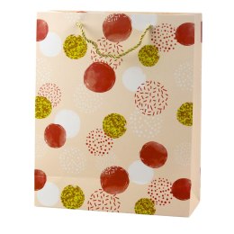 LEAN Torba Prezentowa Wzór Złote Kropki Pastelowa 32 × 26 × 10 cm