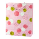 LEAN Torba Prezentowa Wzór Złote Kropki Pastelowa 32 × 26 × 10 cm