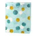 LEAN Torba Prezentowa Wzór Złote Kropki Pastelowa 32 × 26 × 10 cm