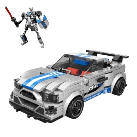 LEAN Toys Klocki Konstrukcyjne Auto Robot 2w1 Niebiesko-Szary Napęd 350 el. LEAN Toys Klocki Konstrukcyjne Auto Robot 2w1 Niebiesko-Szary Napęd 350 el.