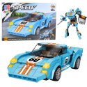 LEAN Toys Klocki Konstrukcyjne Auto Robot 2w1 Pomarańczowo-Niebieski Napęd 336 el.