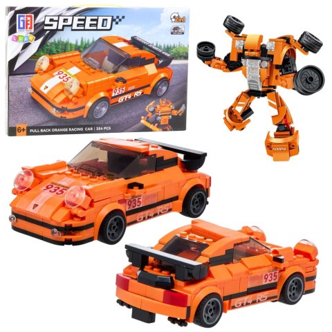 LEAN Toys Klocki Konstrukcyjne Auto Robot 2w1 Pomarańczowy Napęd 354 el. LEAN Toys Klocki Konstrukcyjne Auto Robot 2w1 Pomarańczowy Napęd 354 el.