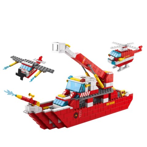LEAN Toys Klocki Konstrukcyjne Łódź Statek Strażacki Czerwony 6w1 1000 el. LEAN Toys Klocki Konstrukcyjne Łódź Statek Strażacki Czerwony 6w1 1000 el.
