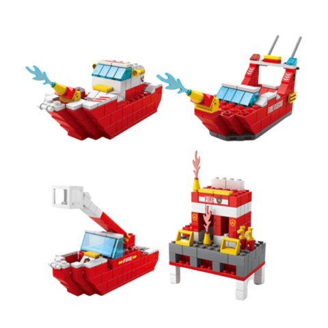 LEAN Toys Klocki Konstrukcyjne Łódź Statek Strażacki Czerwony 6w1 1000 el. LEAN Toys Klocki Konstrukcyjne Łódź Statek Strażacki Czerwony 6w1 1000 el.