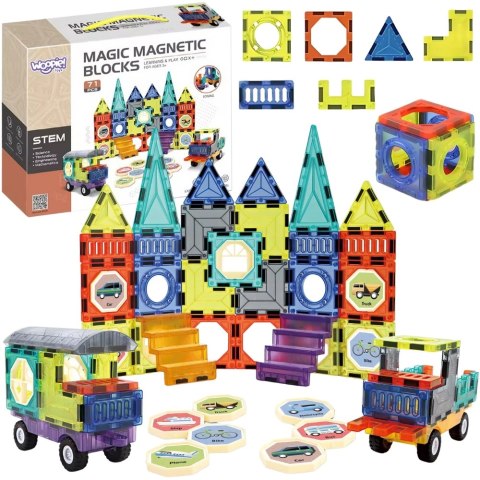 WOOPIE Klocki Magnetyczne 3D Zestaw Zamek Pojazdy 71el. WOOPIE Klocki Magnetyczne 3D Zestaw Zamek Pojazdy 71el.