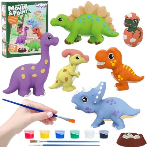 WOOPIE Zestaw Kreatywny z Farbami DIY Zrób Odlewy Gipsowe Figurki i Pomaluj - Zestaw Dinozaury WOOPIE Zestaw Kreatywny z Farbami DIY Zrób Odlewy Gipsowe Figurki i Pomaluj - Zestaw Dinozaury