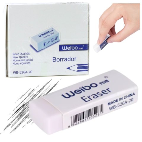 LEAN Gumka Do Mazania Biała Szkolna Biurowa WB-526A -20 6cm