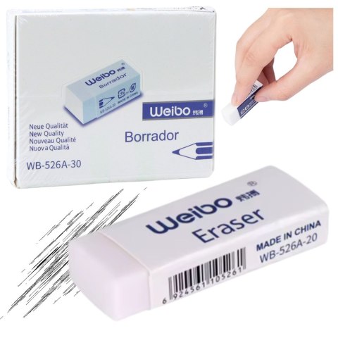 LEAN Gumka Do Mazania Biała Szkolna Biurowa WB-526A -30 4cm