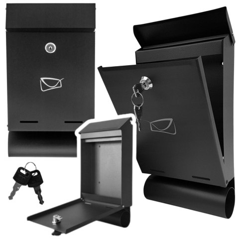 LEAN Skrzynka Pocztowa Na Listy Gazety Stal Ocynkowana Czarna 32,5x22,5x9,5cm LEAN Skrzynka Pocztowa Na Listy Gazety Stal Ocynkowana Czarna 32,5x22,5x9,5cm