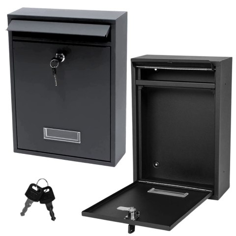 LEAN Skrzynka Pocztowa Na Listy Stal Ocynkowana Czarna 32x21,5x8,5cm LEAN Skrzynka Pocztowa Na Listy Stal Ocynkowana Czarna 32x21,5x8,5cm