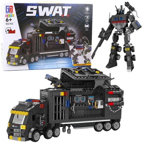 LEAN Toys Klocki Konstrukcyjne 8w1 Pojazd SWAT Policja Robot 826 el. LEAN Toys Klocki Konstrukcyjne 8w1 Pojazd SWAT Policja Robot 826 el.